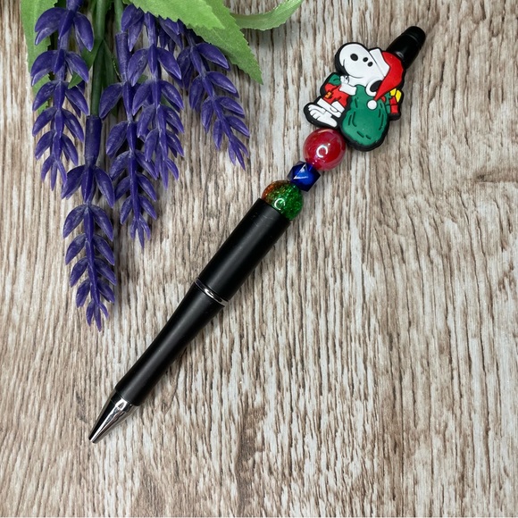 Handcrafted Christmas Pens Beaded Unique Artisan Gifts Office Accessories - Picture 9 of 10